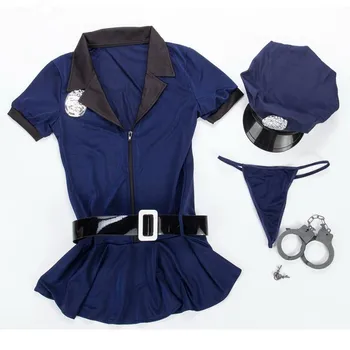 Karstā Pārdošanas Zilā Policijas Kostīmu Sexy Sievietes Cop Vienotu Pieaugušo Halloween Kostīmi Cosplay Party Masku