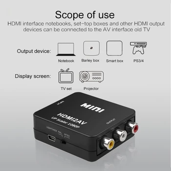 Kebidu Mini HD Video Lodziņš 1080P AV Converter Adapteri Standarta HDMI-savietojams ar AV Saskarnes PS3 PS4 HDTV, HD DVD VHS