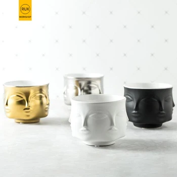Keramikas puķu pods Sejas dizaina Keramikas Vāze Mājas Dekorēšanas Piederumi Instrumenti Melns Balts Zelts