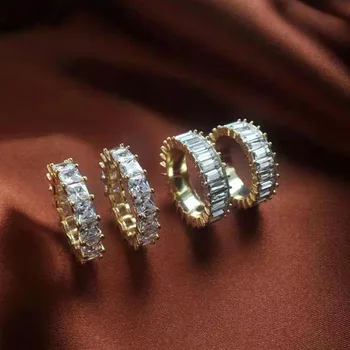 Kubiskā cirkonija kristālu mūžību gredzenu sievietēm nerūsējošā tērauda paaugstināma bling gredzenu mirdzēt krāšņs modes rotaslietas ir 2021.