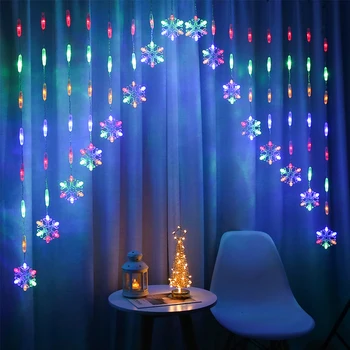 LED Aizkaru Pasaku Stīgu Gaismas Jaunā Gada Rotājumi ir 2021. undefined Sniegpārslas Zvaigžņu Ziemassvētku rotājums Mājās Navidad Ornaments