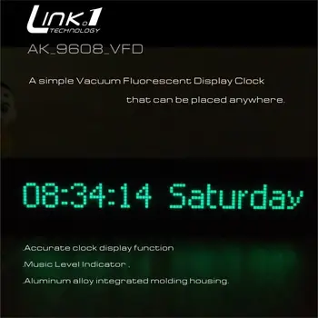 LINK1 9608 VFD Pulkstenis Mūzikas Audio VU metrs Audio spektra CNC viengabala molding alumīnija shellt Regulējams Gaismas Ātrumu ar AGC
