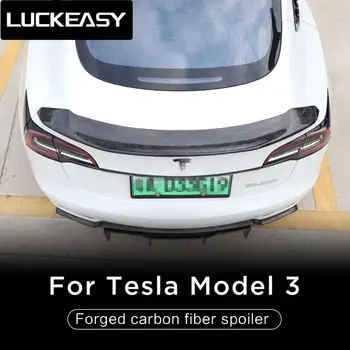LUCKEASY Auto Piederumi Ārējie Modifikācijas Tesla model 3 Kalti Carbonfiber Augstas Veikta Spoilers Ārējie Aizsardzības Plāksteris