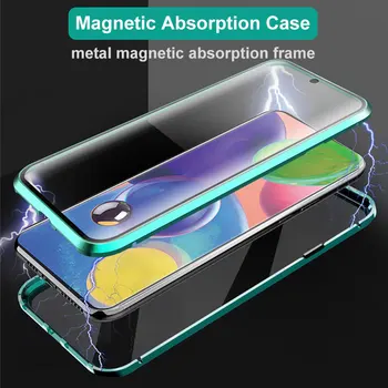 Leanonus Double-sided Magnētisko 360 Aizsargātu Case For Samsung S20 FE A21S S20FE Rūdīts Stikls Metāla Buferi Magnēts Segtu A21 S
