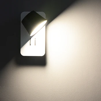 Led iekštelpu sienas lampas 5W 7W guļamistabas gultas lasījumā sienas lampas kāpņu sienas gaismas ar slēdzi, Melna balta Nodirc mūsdienu sienas sconce