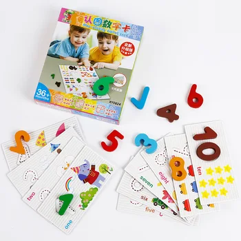 Lidot AC Rotaļlieta - Skaitļu Kartītes - Koka Numuri Dzīvnieku Karti Saskaņošanas Puzzle Spēle Montessori Izglītības Rotaļlietas Dāvana Mazuļiem