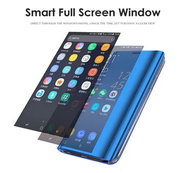 Luksusa Spogulis, Apskatīt Smart Flip Case For Huawei P Smart 2018. gadam sākotnējo Magnētisko fundas huawai PSmart ATT-LX1 ATT LX1 uz Tālruņa Vāciņu