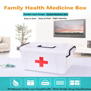 Medicīna Box Pirmās Palīdzības Uzglabāšanas Kaste Mājās Medicīnas Lodziņā Ģimenes Aptieciņai Dubultā Slāņa Kārbas Portatīvie Medicīna Kaste
