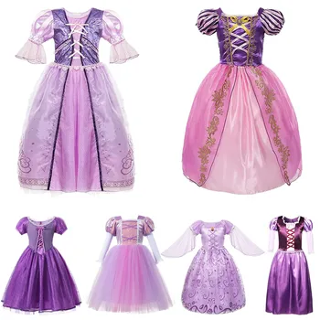 Meitenes Rapunzel Tangled Kleitu Bērni Iedomātā Princese Kostīmu Cartoon Movie Modelēšana Kleita Toddler Purpura Bumbu Kleita Puses Piederumi