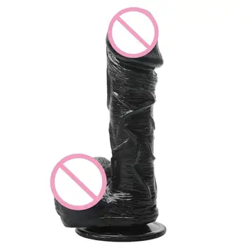 Melns Liels Glan Reālistisks Dildo ar piesūcekni Sievietēm Lesbiešu Masturbācija Anālās Seksa Rotaļlietas Dildo Anālais Dzimumlocekļa Pimpi 19cm