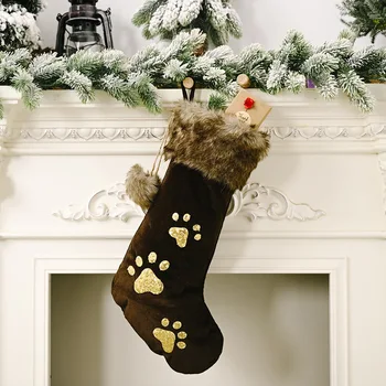 Melns Štancēšanas Zelta Suns Ķepu Iespiesti Ziemassvētki Zeķes Rotājumi Ziemassvētku Kulons Ziemassvētku Eglīte Apdares 2021 Priecīgus Ziemassvētkus