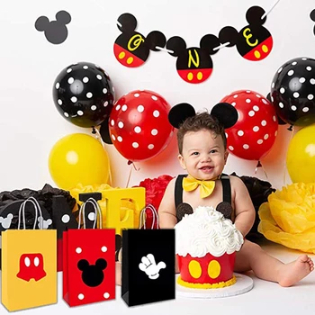 Mickey Mouse Puses Dāvanu Maisiņā ar Rokturi, lai Mazulis Dzimšanas dienas Bērnu un Puse Svinībām Mickey Mouse Puse Konfektes Grupa Krājumi