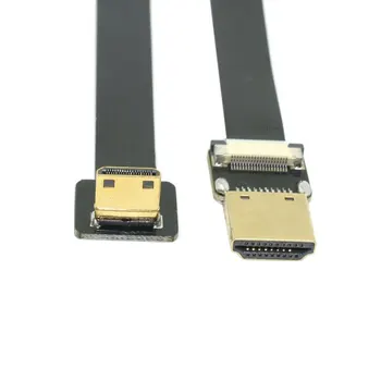Mini HDMI 90 Grādu uz Leju, Leņķveida FPV Vīriešu HDMI Vīriešu ražošanas procesu kontroles Plakano Kabeli, lai Multicopter Aerial Photography