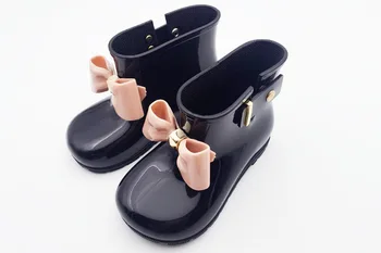 Mini krēms, smarža meitenes, lietus Zābaki, bērnu todder 1-8years Loku glītu meiteņu modes zābaki, kas nav slīdēšanas ūdens kurpes Sapato