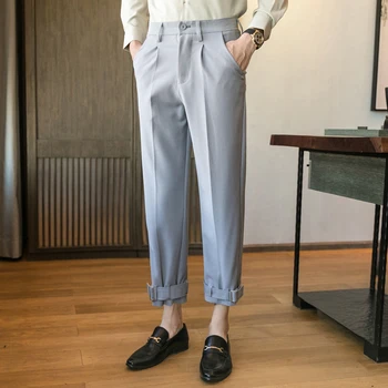 Modes Vīriešu Uzvalku Bikses Gadījuma Potītes Garums Harēma Bikses Vīriešu Streetwear Biznesa Kleitu Bikses Kāzu Uzvalku Bikses 2020