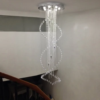 Mūsdienu LED K9 Kristāla Lustras, lampas Luksusa Viesnīcu, Kāpņu Lustras gaismas Duplex Kāpnes LED Spirāli Ilgi Droplight Apgaismojums