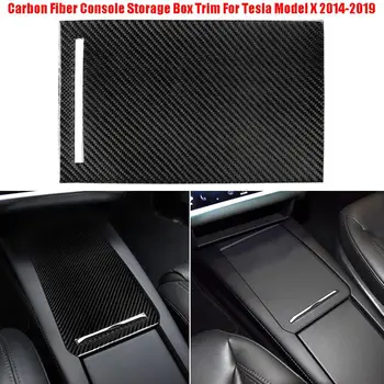 Nekustamā Oglekļa Šķiedras Konsoles Uzglabāšanas Kaste Paneļa Vāku Apdari, Lai Tesla Model X-2019