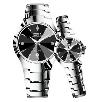 OPK Pāris Pulksteņu Cienītājiem Kvarca rokas Pulkstenis Modes Biznesa Vīriešiem Skatīties uz Sievietēm Skatās Stainles Steel Black Pāris pulkstenis