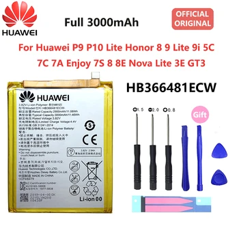 Oriģinālā Huawei P9 P10 Lite Godu 8 9 Lite 9.i 7C 5C 7.A Baudīt 7S 8 8E Nova Lite 3E GT3 HB366481ECW 3000mAh Akumulators