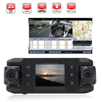 Oriģinālās Dual Objektīvs Automašīnas Kameras X8000 Full HD 1080P Ar GPS Tracker Divas Objektīvs Transportlīdzekļa Automašīnas DVR Dash Cam Diktofons G-sensors CA365