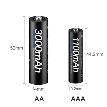 PALO 12pcs 1.2 v AA 3000MAH akumulators 1.2 V NI-MH Akumulatora uzlādes līmenis ir Zems Self Discharger Baterijas+8pcs AAA lukturīša akumulators
