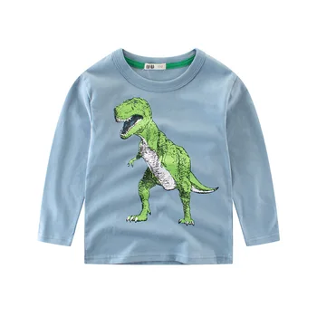 Pavasara Jauns Bērnu Zemāko Krekls Kokvilnas Eiropas Un Amerikas Apģērbu Zēnu T-krekls Rudens garām piedurknēm Dinozauru Apģērbi