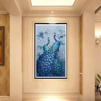 Pāvs Pilna Dimanta Krāsošana 5D DIY Kāzu Dekorēšana Dimanta Gleznas Krustdūrienā Mājas Dekoru Dimanta Izšuvumi Mozaīkas