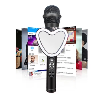 Q5 Bezvadu Bluetooth ar LED Gaismas Portatīvo Skaļruņu Viedtālrunis Ideāls Ģimenes KTV Karaoke Dziedāšana Spogulis Mikrofons
