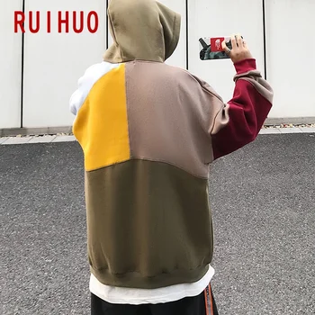 RUIHUO Raibs Harajuku pelēkā vārna Vīriešu Apģērbs Vīriešu Hoody sporta Krekls Japāņu Streetwear Hip Hop Pāris Drēbes M-5XL 2021. gada Pavasarī