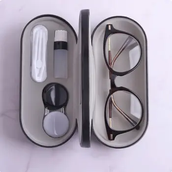 Radošā Divējāda lietojuma Brilles Gadījumā, Roku darbs Dubultā Slāņa Lodziņā daudzfunkcionāls kontaktlēcu Kastes Vīriešiem Sievietēm Unisex
