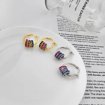 S'STEEL Stīpas Auskari 925 Sterling Sudraba Auskari Sievietēm Personalizētas Krāsas Zircon Earings Dizaineru Modes Rotaslietas Earing