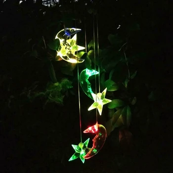 Saules LED Wind Chimes Āra Dārza Pagalmā Kokā Karājas Krāsu Maiņa Gaismas
