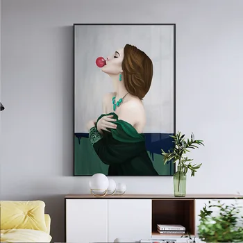 Seksīga Sieviete, kas pūš burbuļus Mākslas Audekla Apgleznošana Sienu Attēlu Dzīvojamā Istaba Plakātu, Mājas Apdare, Krāsošana Sienas māksla