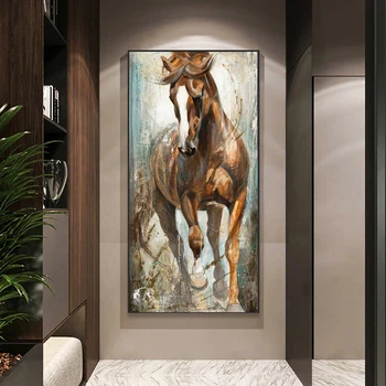 Sienas Mākslas Apdare Audekla Gleznu Abstraktu Zirgu Plakātu Druka Kanvas Mākslas Dzīvnieku Attēlu, Dzīvojamā Istaba Cuadros Mājas Dekoru