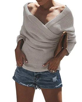 Sieviešu Džemperi Dobi No 2018. Gada Ziemas Sieviešu Kašmira Džemperis Sexy V Kakla Pāri Trikotāžas Džemperis Backless Streetwear Džemperis 4 Izmēra