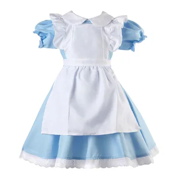 Sieviešu Kostīms Alise Apģērbs Istabene Saģērbt Lolita Cosplay Alice In Wonderland Māšele Halloween Puse Kleitas Bērniem, Meitenēm, E24A33