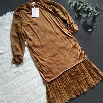 Sieviešu šifona kleita 2020 rudens ziemas sieviešu elegants vintage garām piedurknēm drukāts kroku kleita biroja dāma gadījuma zaudēt kleitas