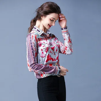 Skrejceļa Zīmols Vintage Blūze Sieviešu Topi Un Blūzes 2019. Gada Pavasarī Krekls Ar Garām Piedurknēm Sievietēm Augstas Kvalitātes Modes Blusa Femininas