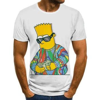 Smieklīgi 3D iespiesti anime Simpsons 3DT krekli vīriešiem un sievietēm, jauns ielu modes 3D smieklīgi īsām piedurknēm Harajuku hip-hop T-krekls