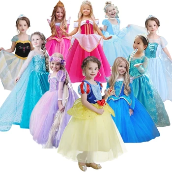 Sniega Pasaku Princese Pūkains Meitenes Kleita Cosplay Lomu Kleitas Bērniem Halloween Puse Princese Kostīms Izmērs 4 6 8 Gadiem