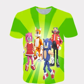 Sonic ezis meiteņu drēbes 3D kids t-krekls vasaras Topi bērnu zēnu drēbes Mario Summer Cartoon Anime T Krekls dzimšanas dienas dāvana