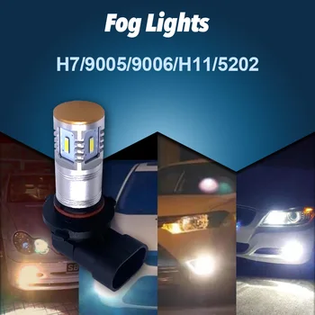 Stella 2gab LED miglas lukturi auto H7/H8/H11/9005/9006 Dzintara Balts H4/H16(JP)/5202 CANBUS NAV KĻŪDA 12V24V miglas lukturi LED foglight