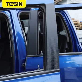 TESIN Oglekļa Šķiedras Stils Auto stiklu Pīlārs Pēc Aizsargs Molding Apdares Uzlīmes Dodge RAM 1500 2010-2017 Piederumi