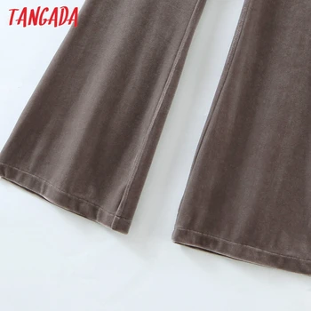 Tangada Pavasara Modes Sieviešu Samta Bikses Plaša Kāju Bikses Strethy Viduklis Kabatas Sieviešu Bikses SL180