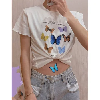 Tauriņš Drukāt Gudrs T krekls Sievietēm Koledžas Apģērbs Kultūraugu Top Estētisko Tumblr 90. gadu Stilā Tshirt Sieviešu Vintage Visuma Dropshi