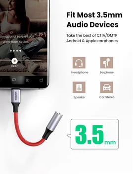 UGREEN DAC Čips, USB C līdz 3,5 mm Austiņu Adapteris, Tips C AUX 3.5 Audio Jack, lai iPad Converter Pro 