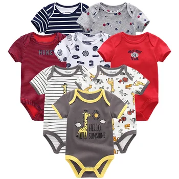 Unisex zīdaiņu apģērbu 8pcs jaundzimušie zēni meitenes bodysuit drēbes roupas de bebe kokvilnas bērnu jumpsuits īsām piedurknēm, zīdaiņu apģērbs