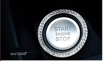 Universāls Auto Dzinēja Start Stop diamond atslēgu gredzens luksusa kristāla starteris ring aizdedzes slēdzis dekorēšanas uzlīme, lai lielākā daļa auto