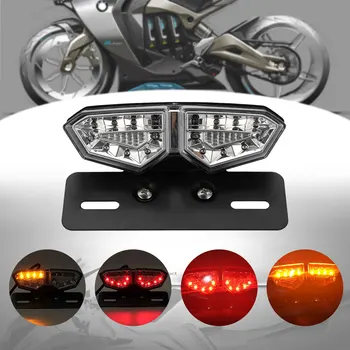 Universālā Motocikla Aizmugurējās Gaismas, Stop Lukturu Par Bobber Cafe Racer Pielāgotu Bremžu Motos Spuldzes+Plate Suzuki Kawasaki