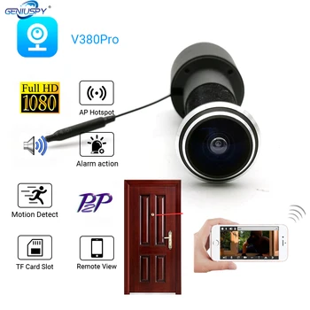 V380 Pro 180 Grādiem Uzraudzības Tīkla, Video, Audio P2P SD Kartes Slots 1080P Mājas Drošības Durvis Acs Peephole Wifi IP Kameras